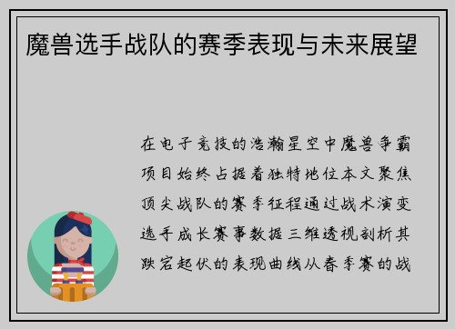 魔兽选手战队的赛季表现与未来展望
